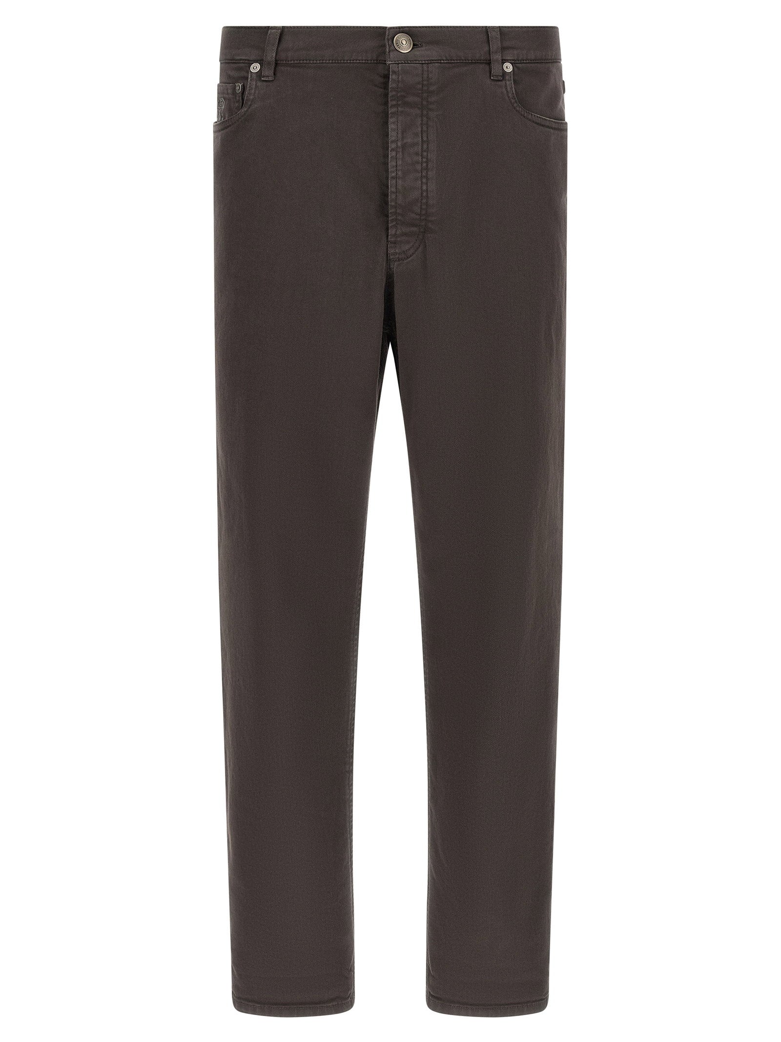 Brunello Cucinelli Garment-Dyed Denim Jeans — Brown