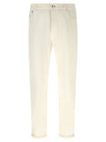 Brunello Cucinelli Logo-Embroidered Cotton Jeans — Cream
