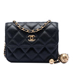 Mini Lambskin Pearl Crush Clutch with Chain