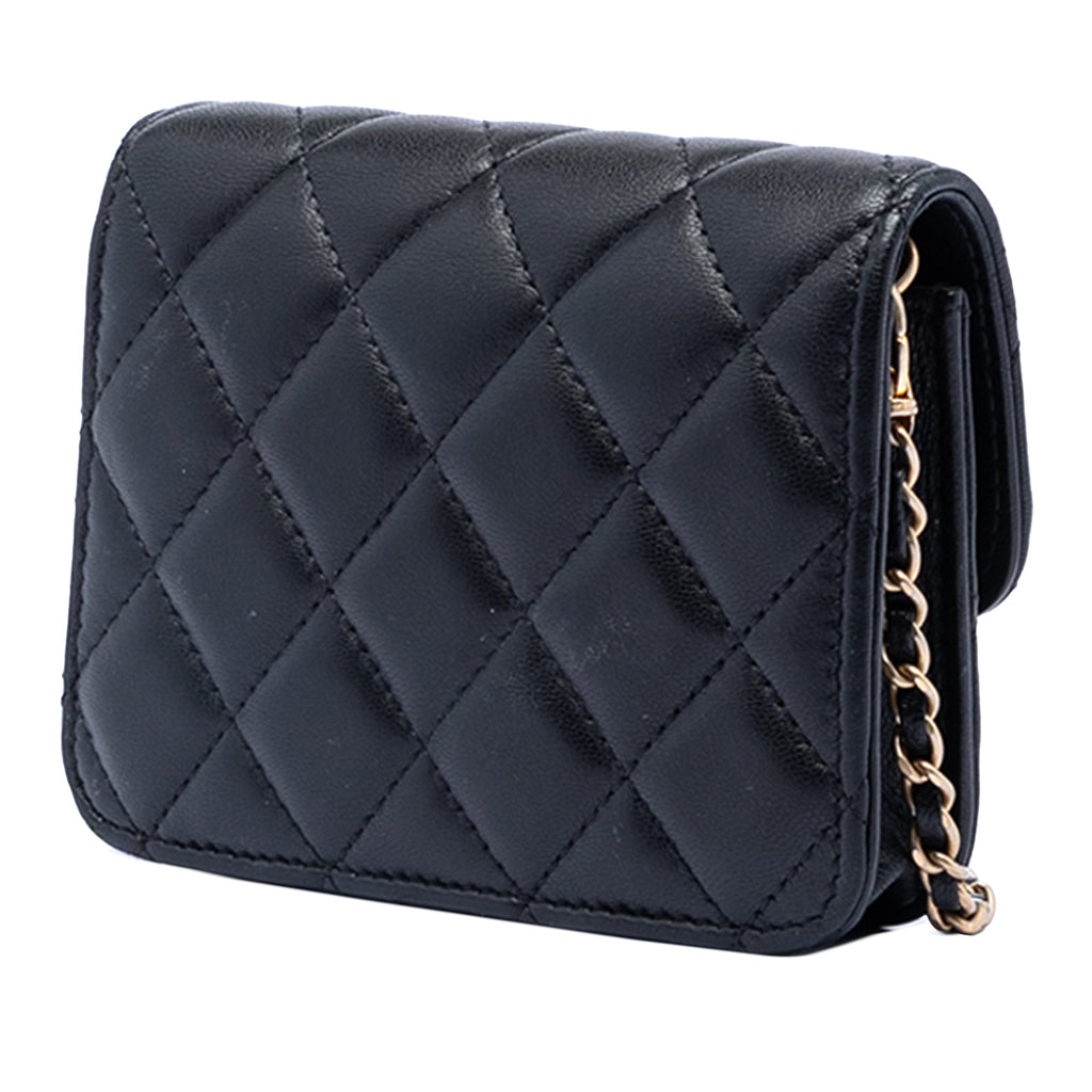 Mini Lambskin Pearl Crush Clutch with Chain