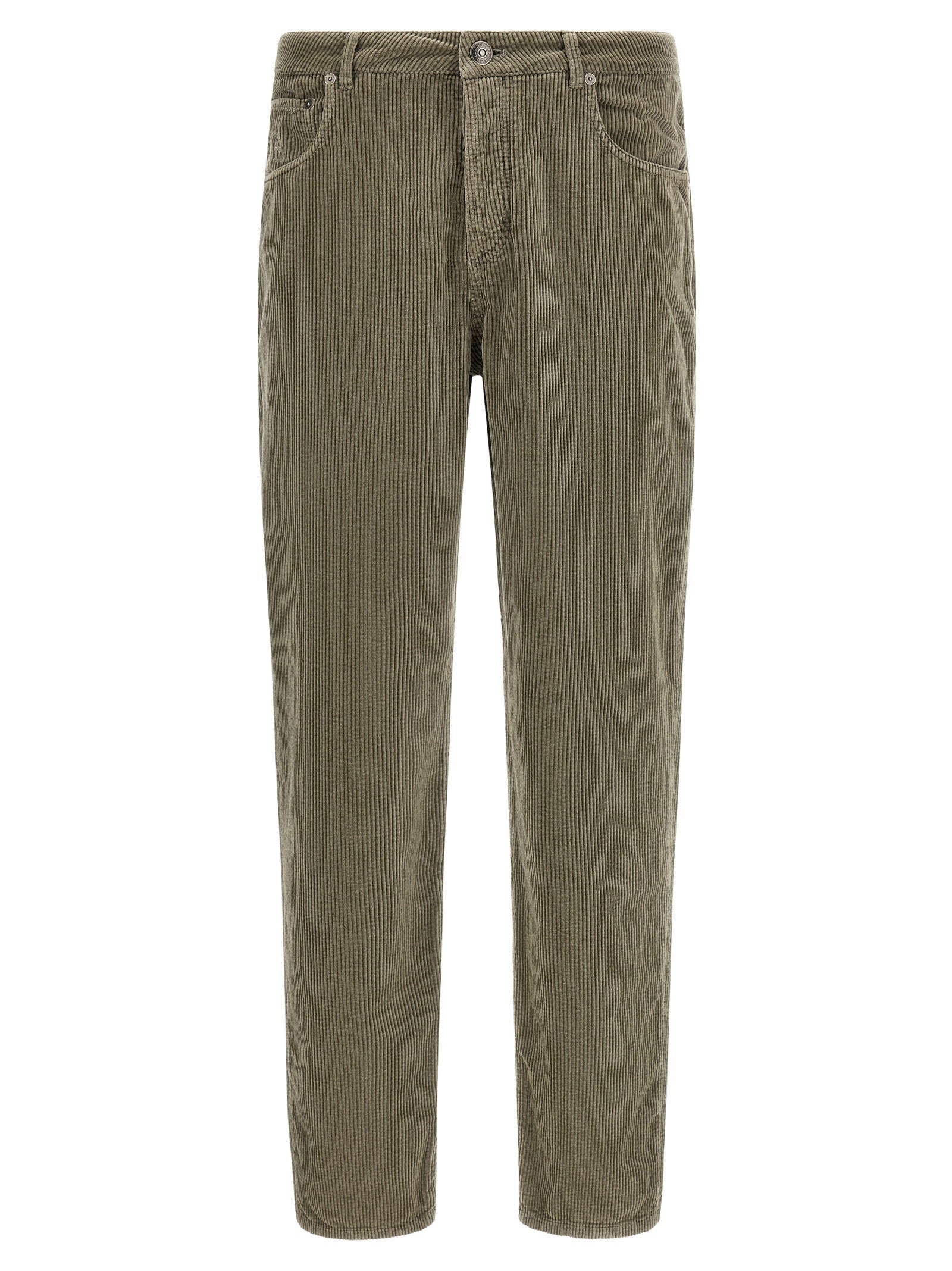 Brunello Cucinelli Cotton Corduroy Trousers — Olive