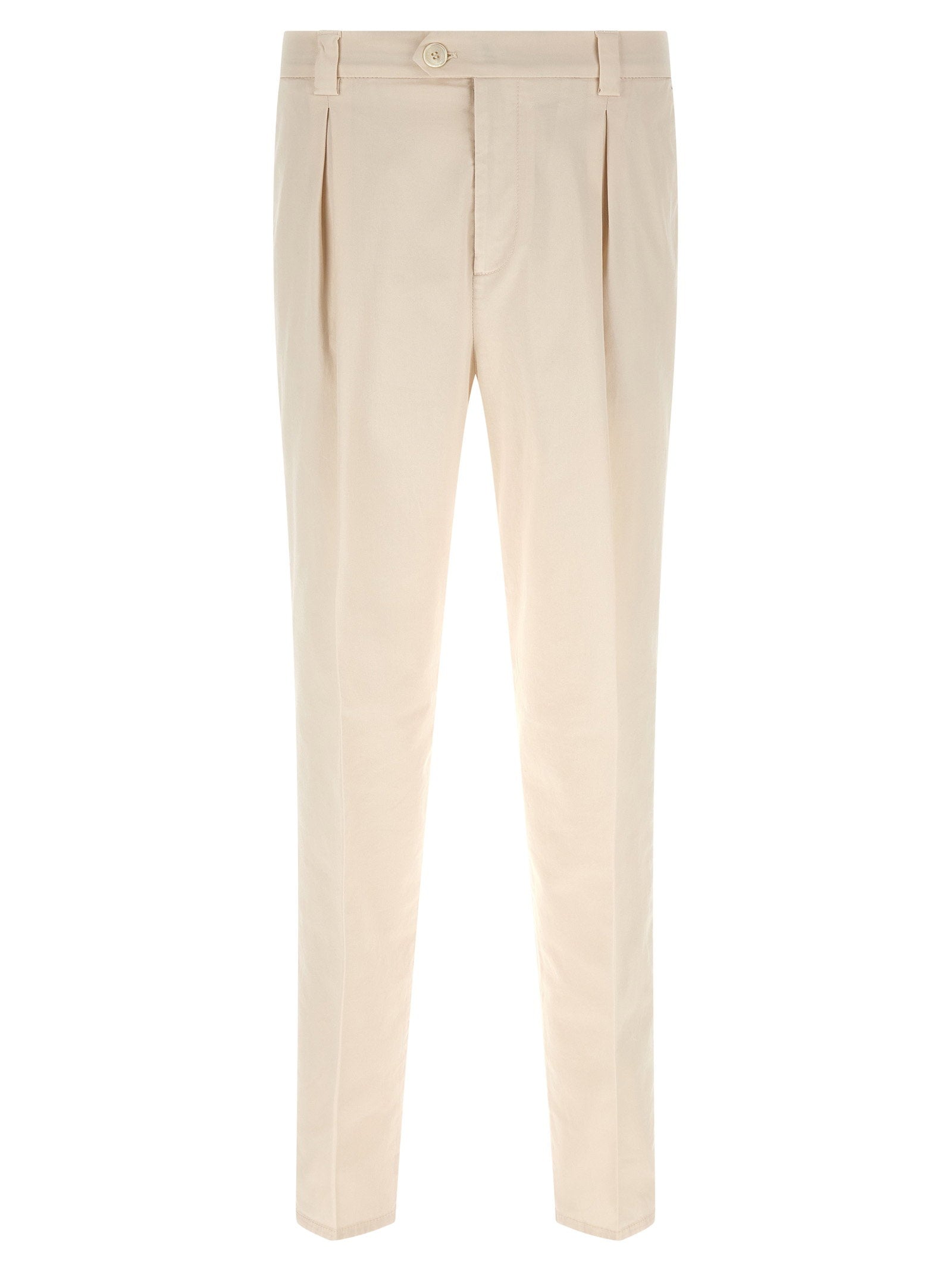 Brunello Cucinelli American Pima Cotton Gabardine Trousers — Cream