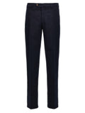 Brunello Cucinelli Flat-Front Cotton Trousers — Navy