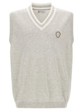 Brunello Cucinelli Heraldic Logo-Embroidered Cotton Vest — grey