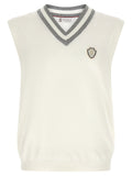 Brunello Cucinelli Logo-Patch Cotton Knit Vest — Cream