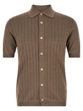 Brunello Cucinelli Ribbed Knit Shirt — Taupe