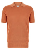 Brunello Cucinelli English Ribbed Cotton Polo — Orange