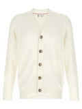 Brunello Cucinelli English Ribbed Cotton Cardigan — Cream
