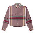 Purple Fade LS Cropped Plaid Woven