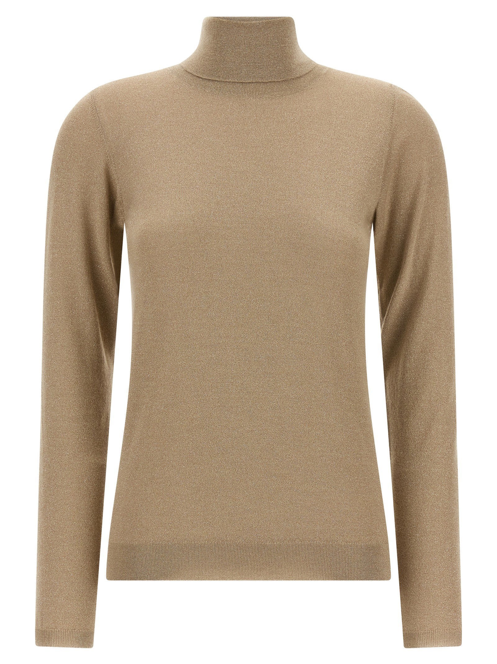 Brunello Cucinelli Sparkling Cashmere Silk Sweater — Beige