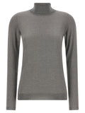 Brunello Cucinelli Shaved Cashmere and Silk with Lamé Sweater — Gray