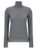 Brunello Cucinelli Sparkling Cashmere-Silk Turtleneck Sweater — Gray