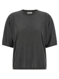 Brunello Cucinelli Cashmere and Silk with Lamé Sweater — Charcoal