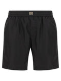 Dolce & Gabbana Logo Plaque Swim Shorts — Black