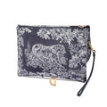 Canvas Embroidered Reverse Toile De Jouy Saddle Pouch
