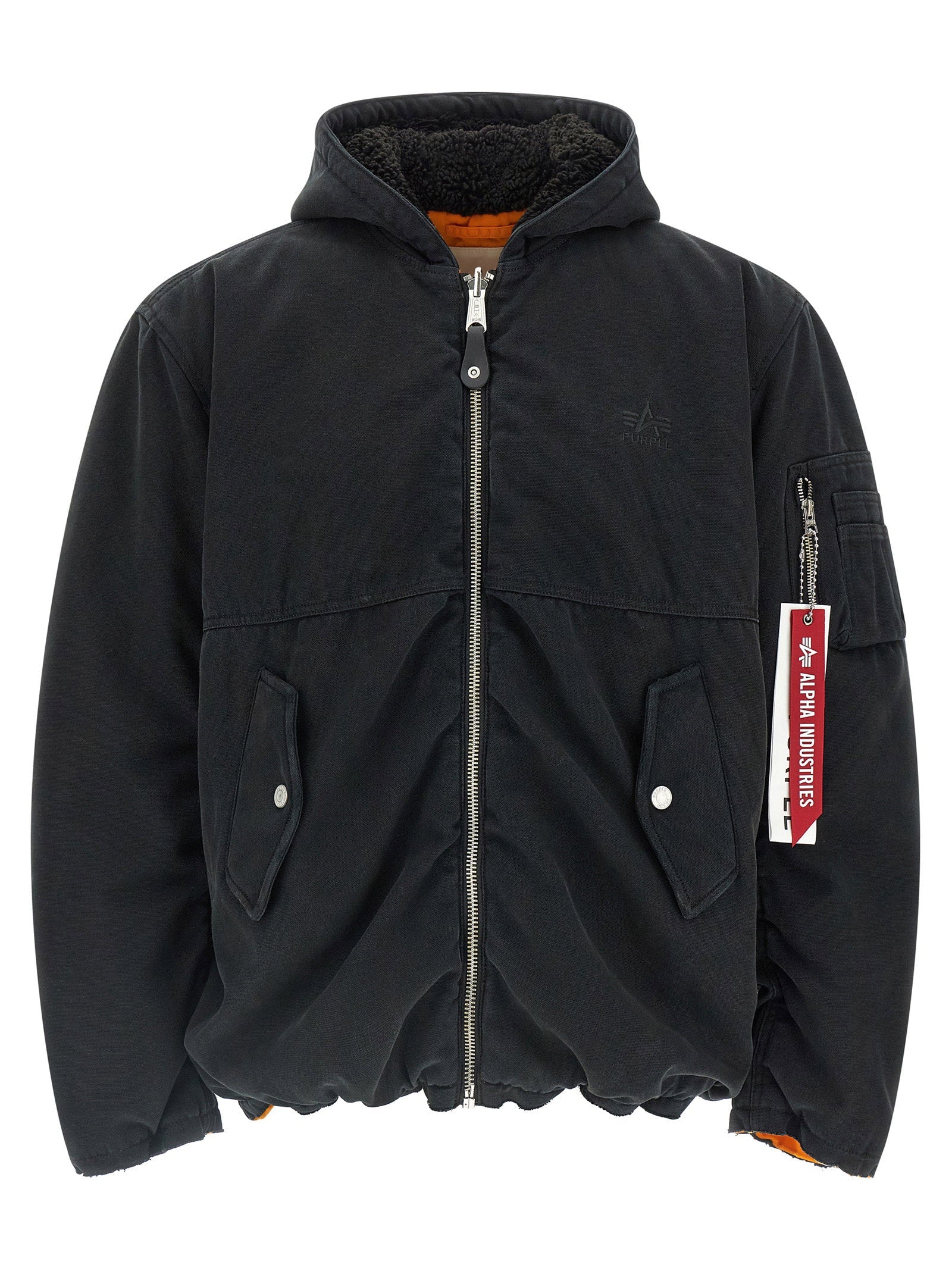 Purple Padded Reversible Bomber Jacket — Black