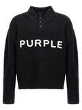 Purple Logo-Embroidered Wool Sweater — Black