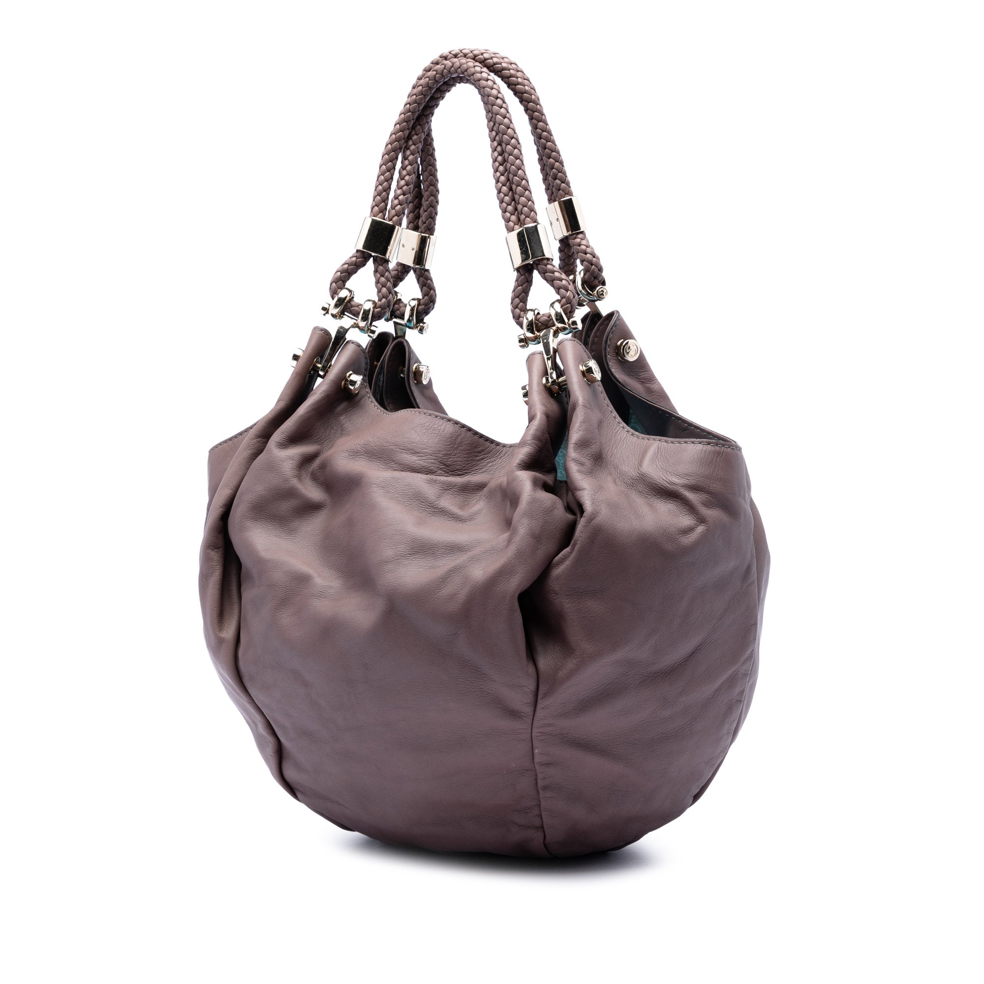 Leather Braided Handle Hobo