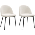 Set of 2 Mid-Back Velvet Dining Chairs for Dining Room, Cream White