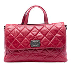 Quilted Glazed Calfskin Convertible Boy Top Handle Bag