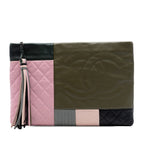 Large Lambskin Colorblock Patchwork O Case