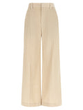Brunello Cucinelli Ribbed Cotton Wide-Leg Trousers — Beige