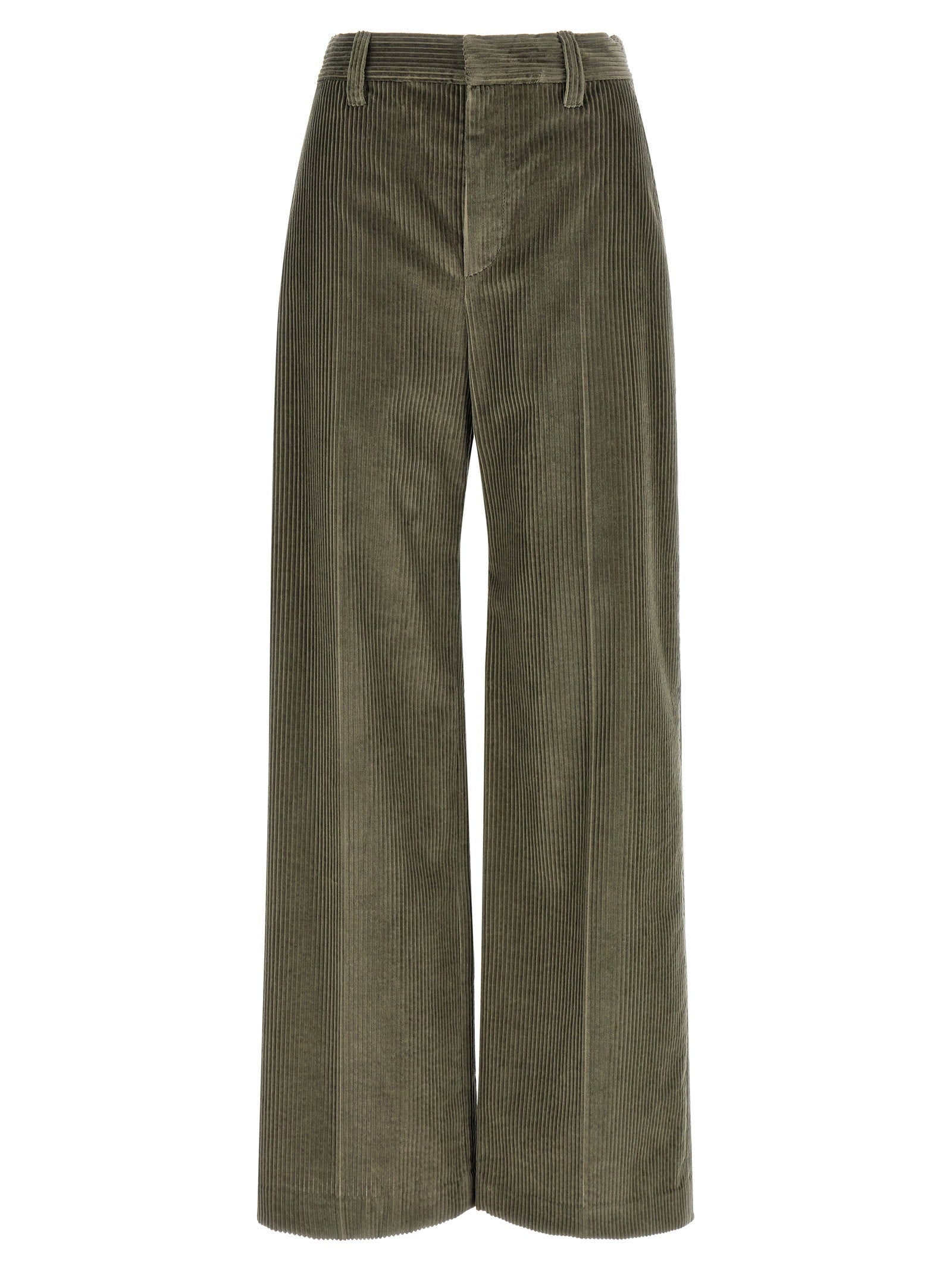 Brunello Cucinelli Corduroy Flared Trousers — Olive