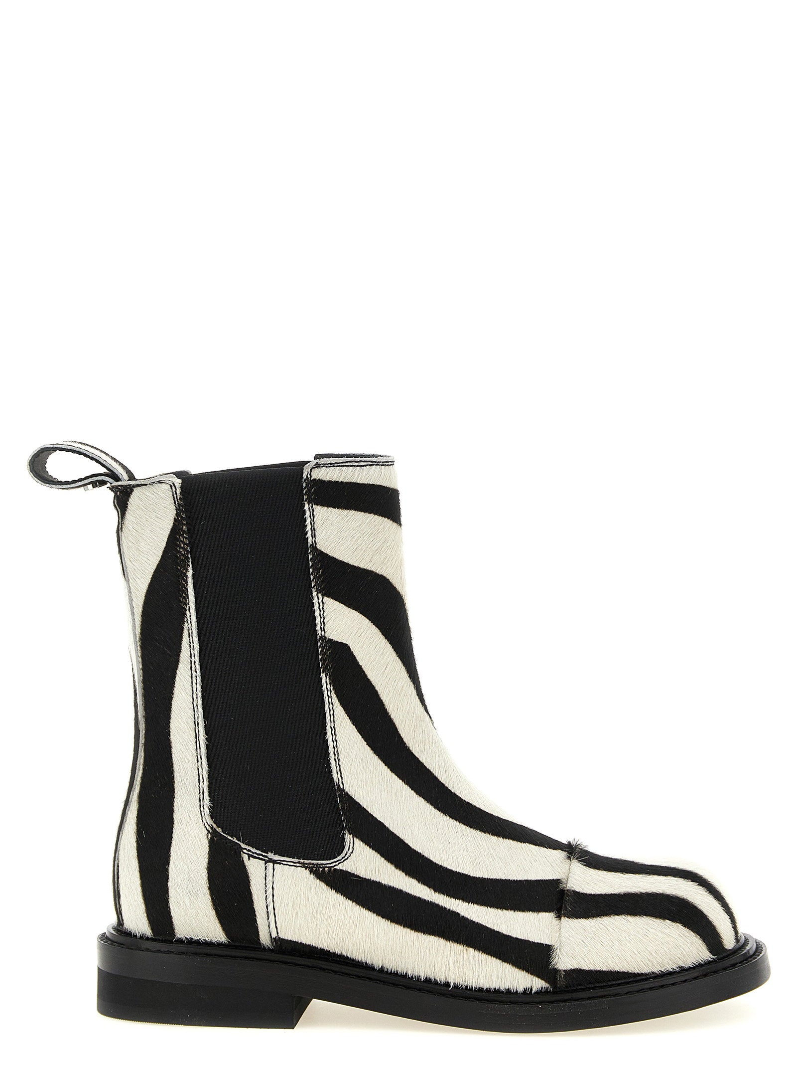 Moschino Zebra Print Pony Hair Ankle Boot — Black