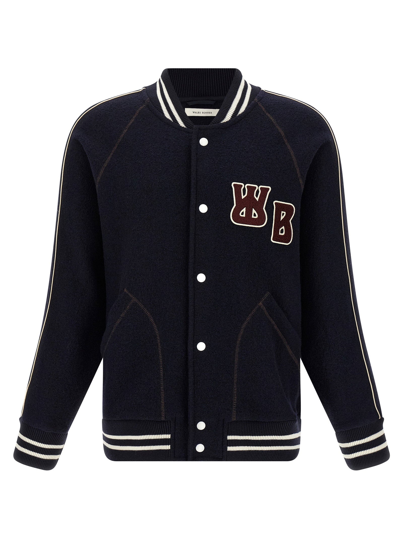 Wales Bonner Boiled Wool Bomber Jacket — Navy