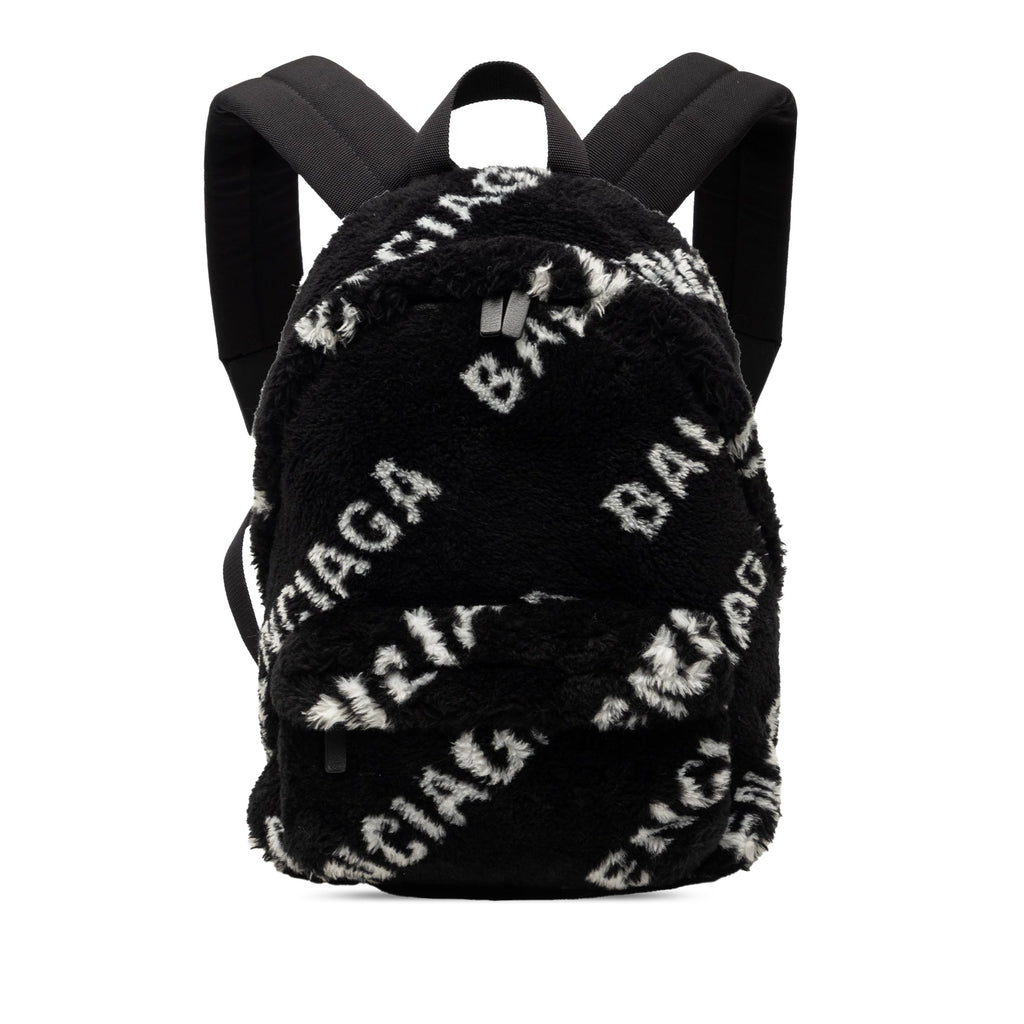 Small Faux Fur Diagonal Logo Everyday Backpack