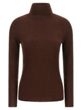 Fabiana Filippi Ribbed Virgin Wool Cashmere Turtleneck Sweater — Brown