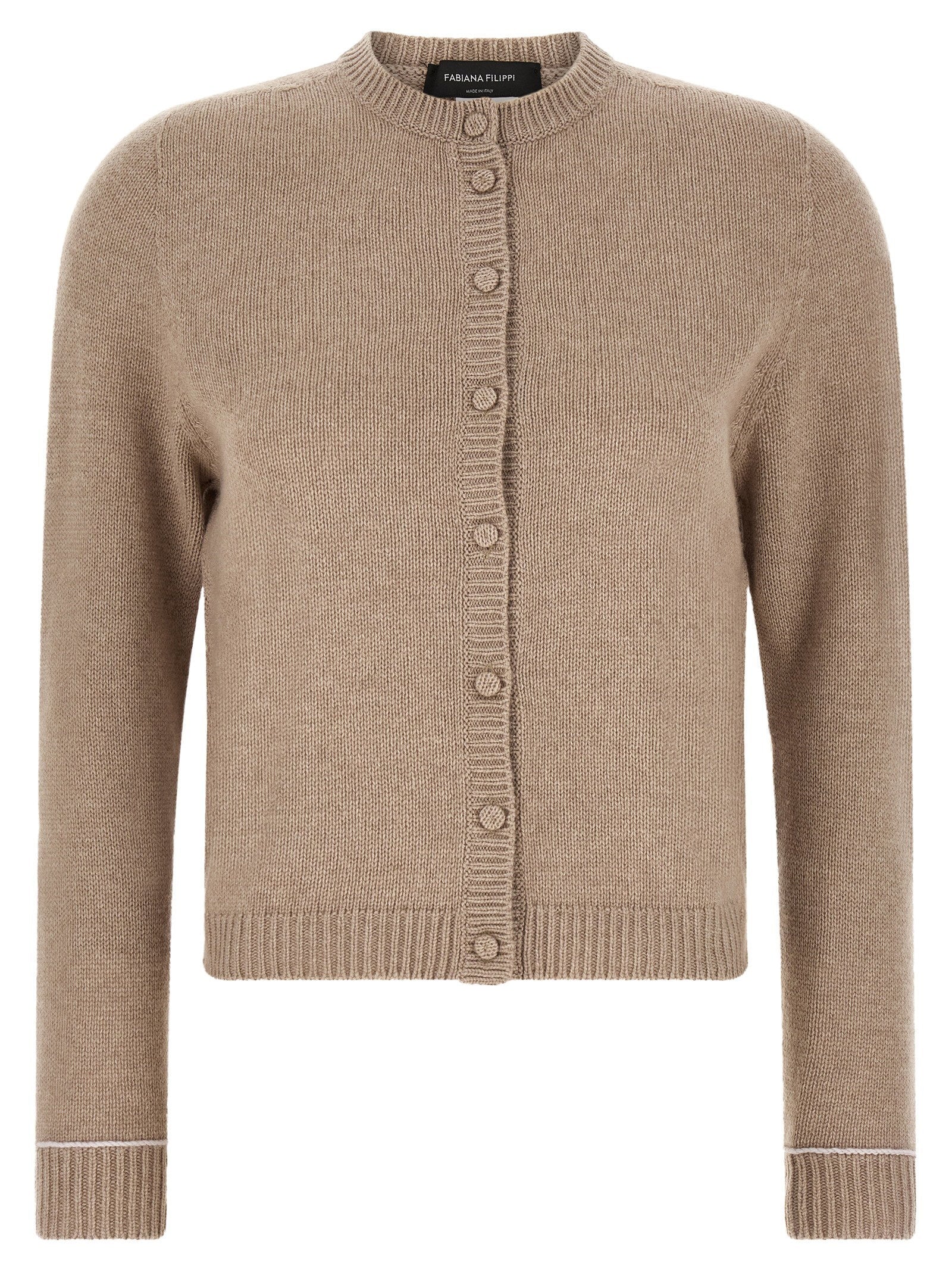 Fabiana Filippi Virgin Wool Blend Cardigan — Beige