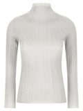 Fabiana Filippi Lamé Ribbed Sweater — Pearl Gray