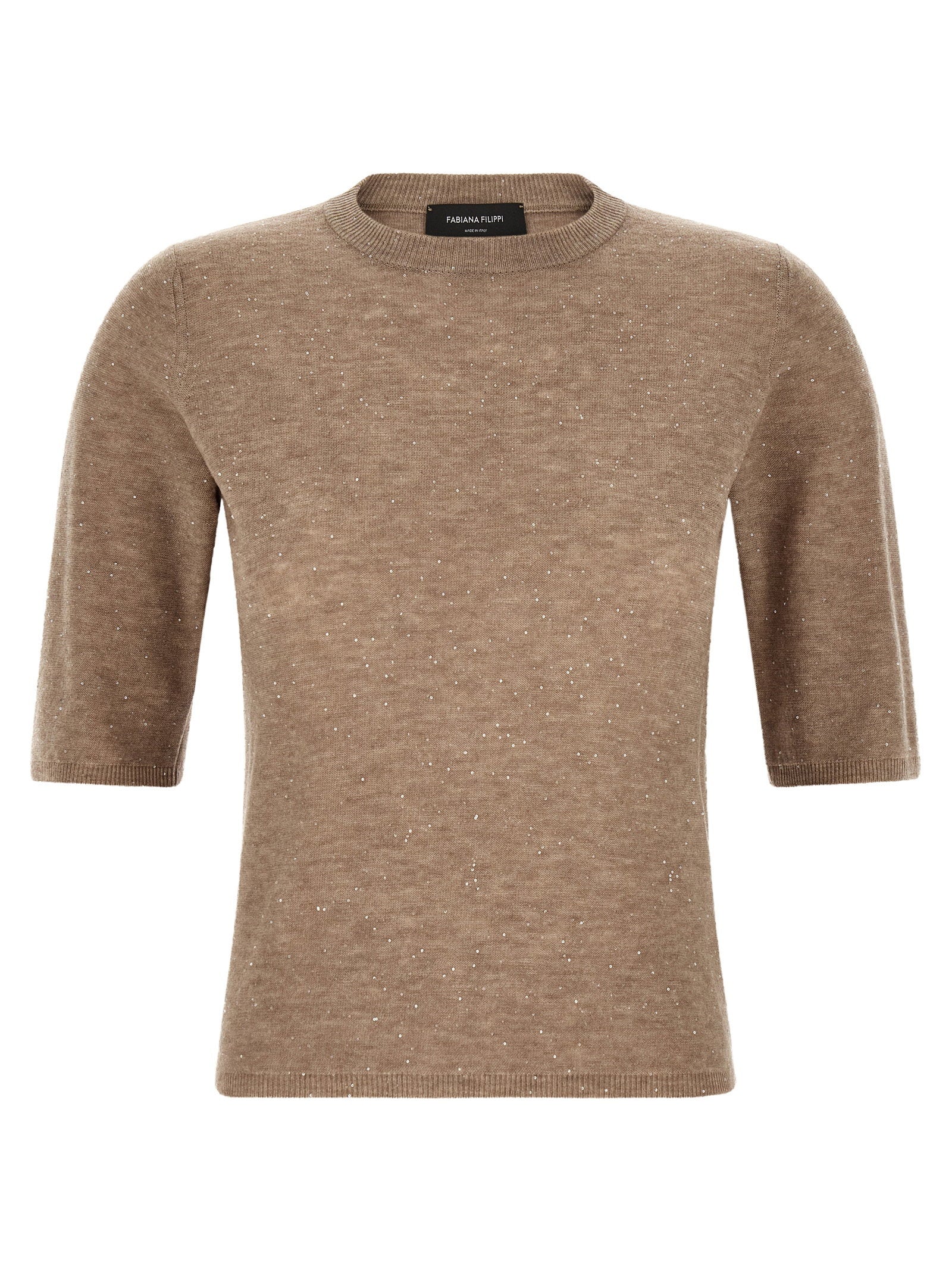 Fabiana Filippi Micro Sequin Knit Sweater — Beige