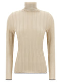 Fabiana Filippi Ribbed Lurex Sweater — Beige