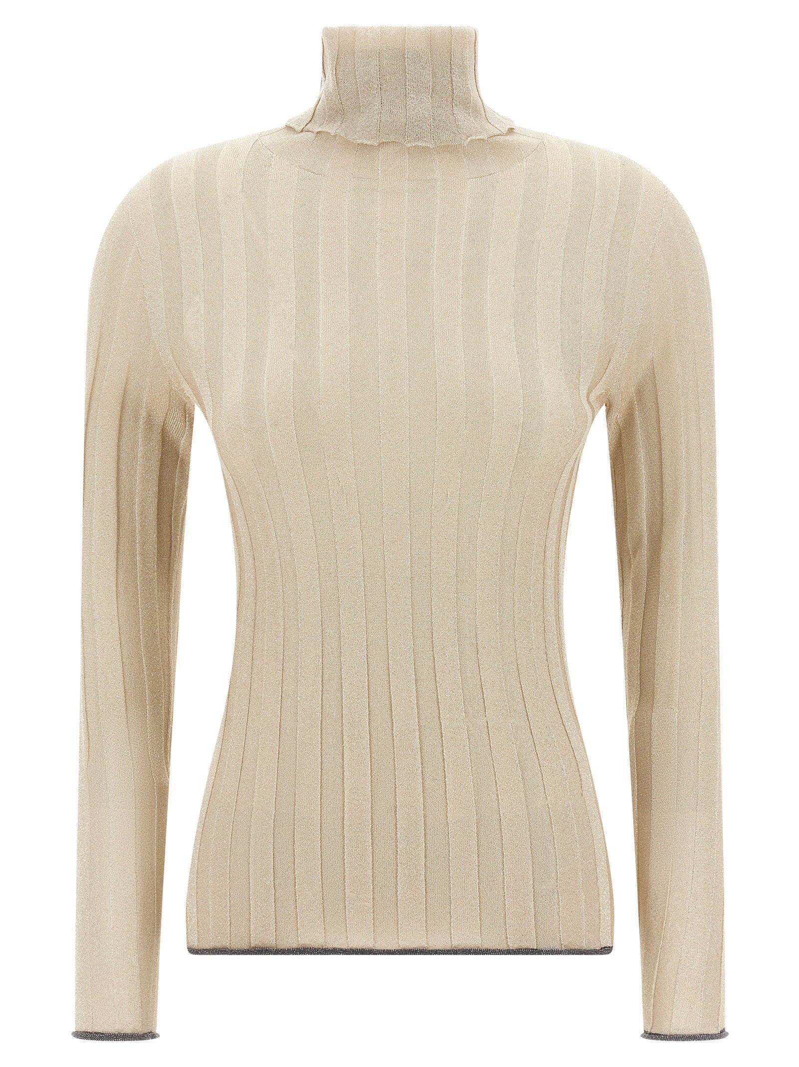 Fabiana Filippi Ribbed Lurex Sweater — Beige