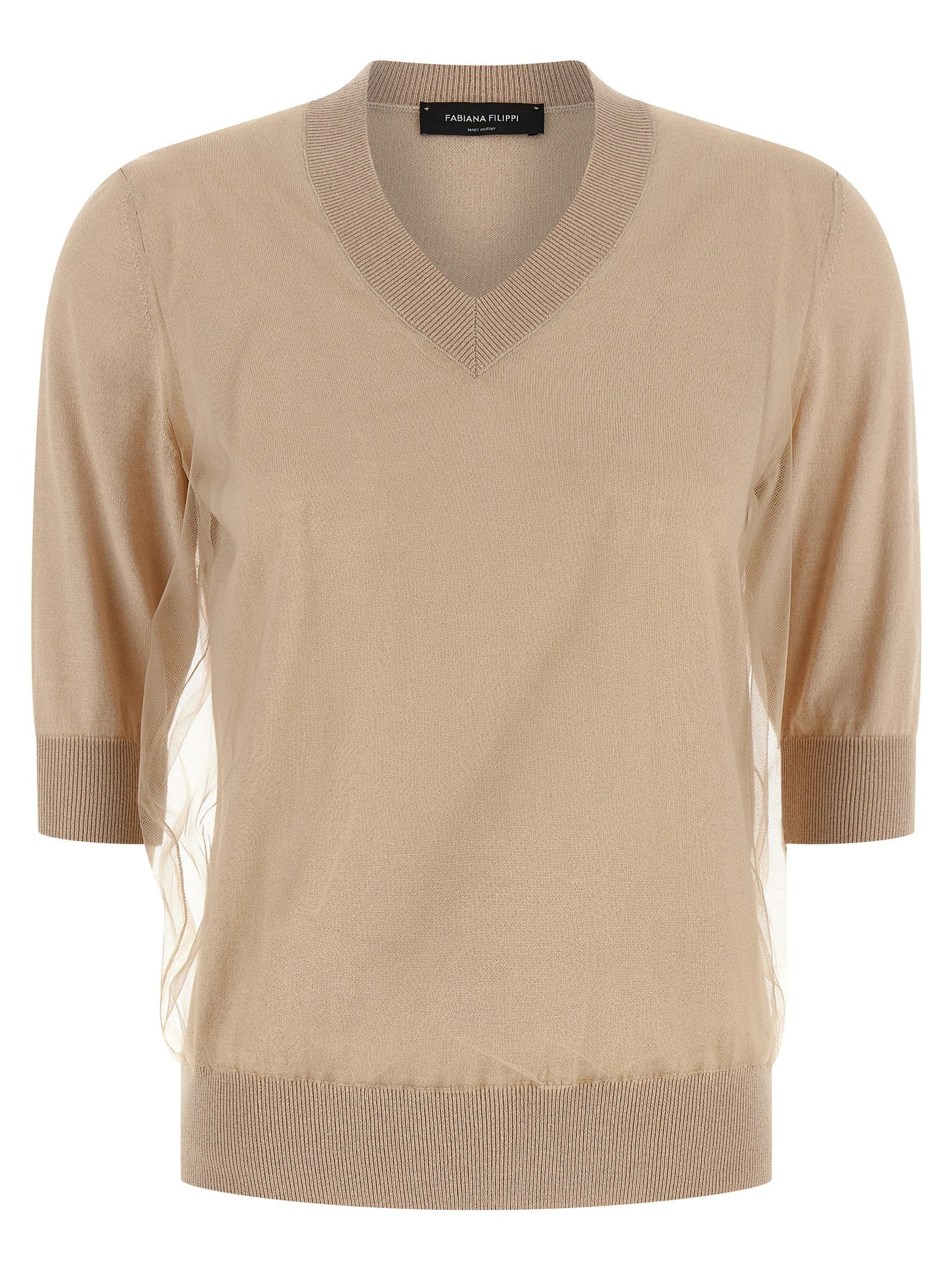 Fabiana Filippi Virgin Wool and Cotton Blend Sweater — Beige