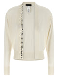 Fabiana Filippi Crystal-Trim Cashmere-Silk Blend Cardigan — Cream