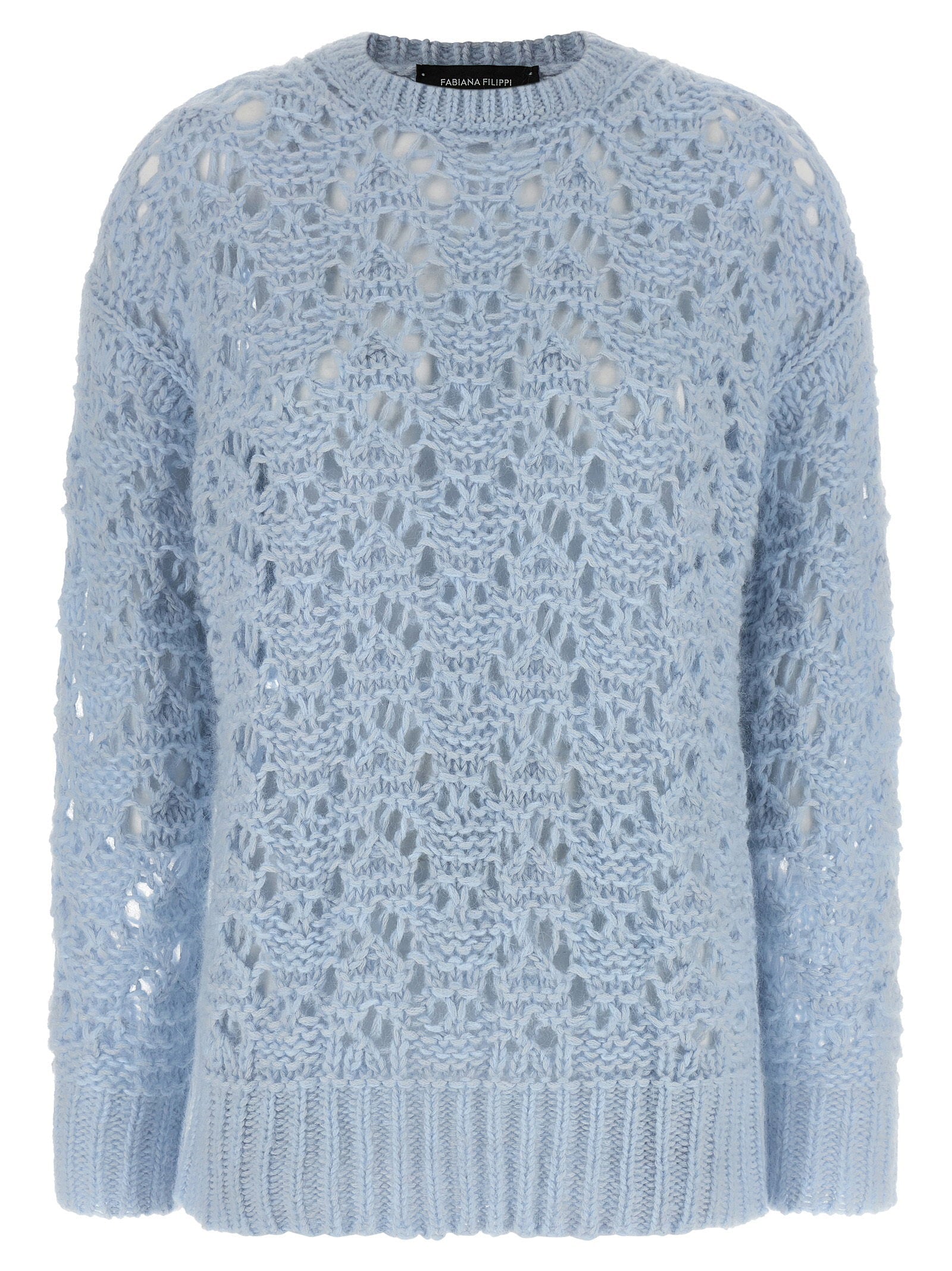 Fabiana Filippi Openwork Wool Blend Sweater — Blue