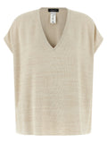 Fabiana Filippi Lamé Thread Cotton-Viscose Blend Sweater — Beige