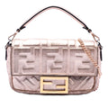 Mini Zucca Embossed Metallic Leather Baguette Satchel