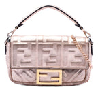 Mini Zucca Embossed Metallic Leather Baguette Satchel