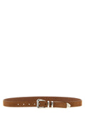 Brunello Cucinelli Metal Toe Cap Belt — brown