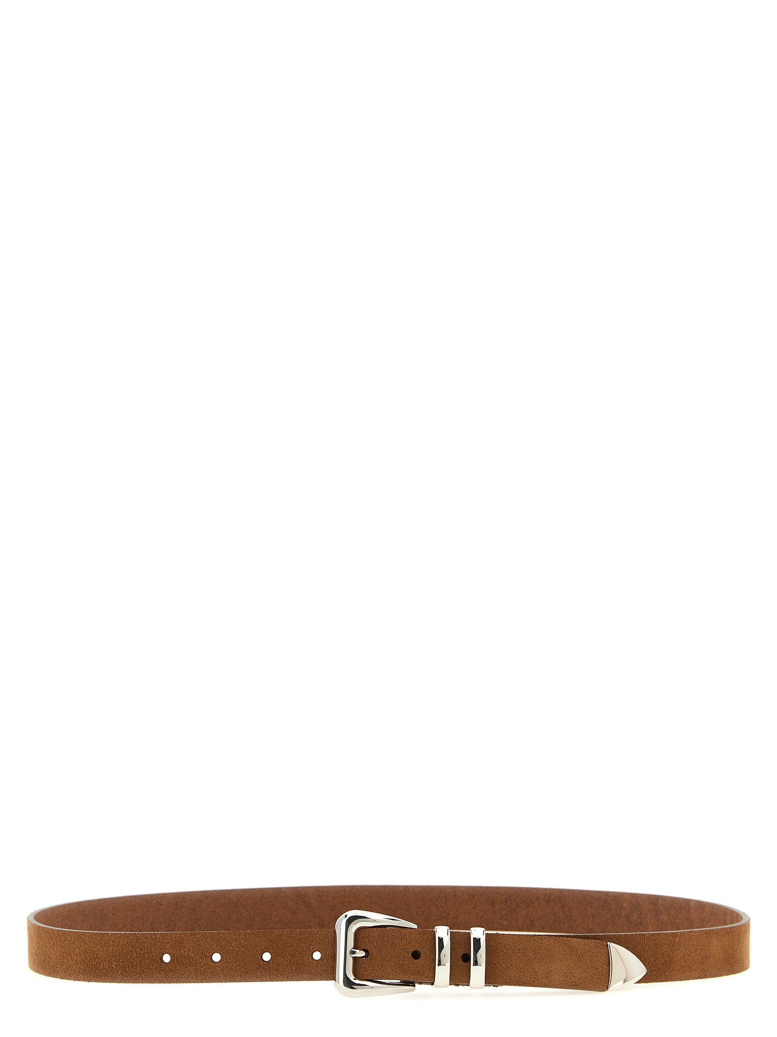 Brunello Cucinelli Metal Toe Cap Belt — brown