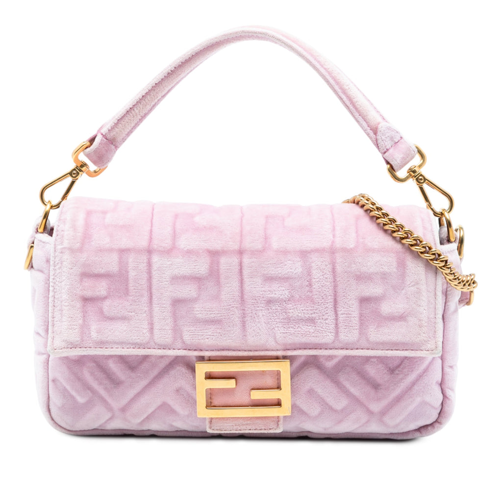 Zucca Embossed Velvet Baguette Satchel