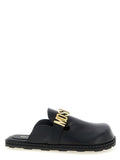 Moschino Metal Logo-Strap Leather Mule — Black