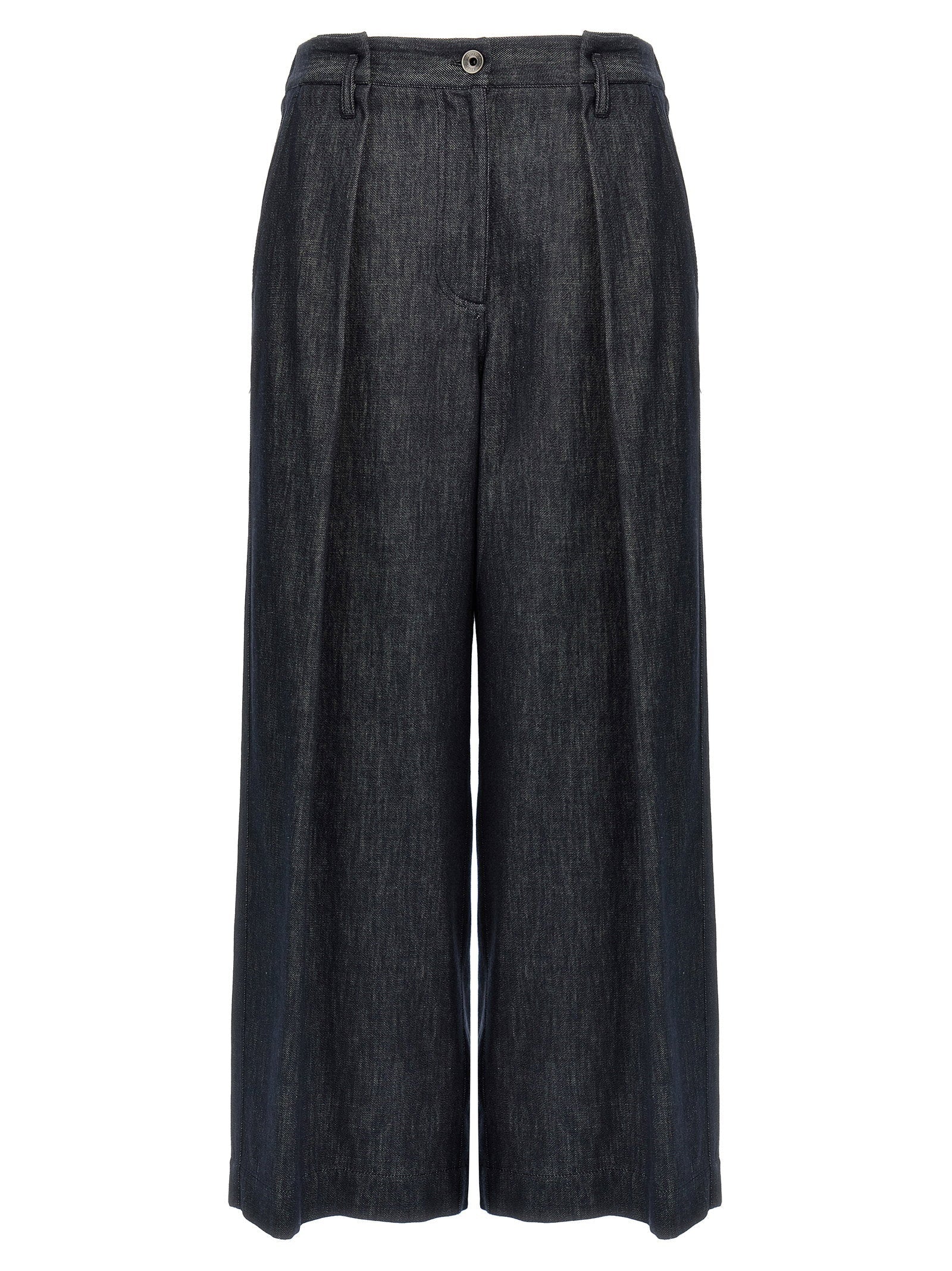 Brunello Cucinelli A-Line Pleated Trousers — dark gray