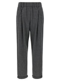 Brunello Cucinelli Wool and Cashmere Blend Trousers — Charcoal