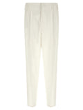 Brunello Cucinelli High-Waist Pleated Cotton Trousers — Cream