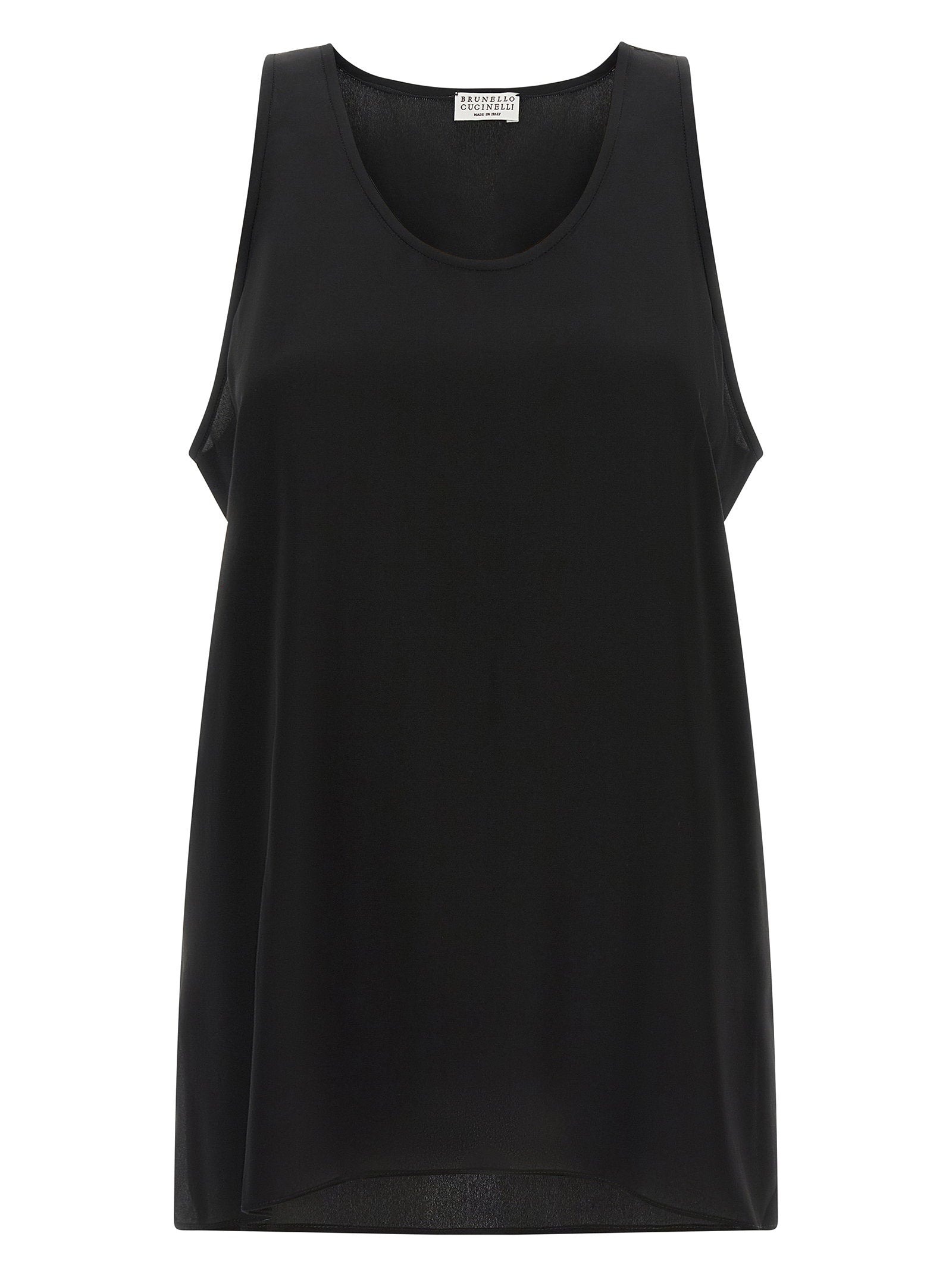 Brunello Cucinelli Silk Monile Tank Top — Black